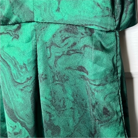 HUTCH 70s Satin Wrap Tie Cutout Front Long Sleeve Wide Leg Ankle Crop Jumpsuit 4 - Picture 8 of 10